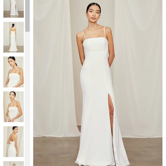 Amsale "Bray" Platinum Crepe Bridesmaid Dress - Picture 4 of 6